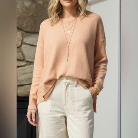 Free People $145 Luna Soft Peach Wool Blend pullover...